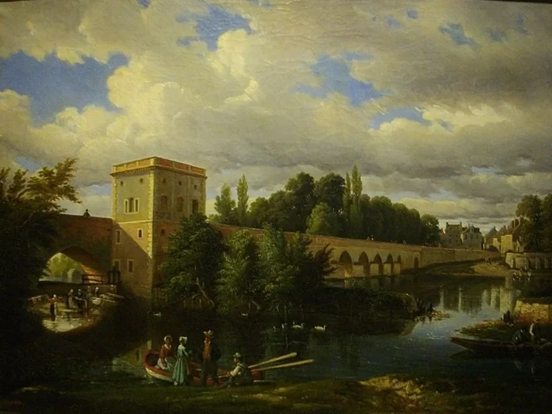 1799-Charles François Joseph Pensée - Il vecchio ponte di Olivet